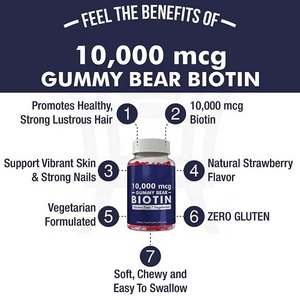 ฉลากส่วนตัวมังสวิรัติอินทรีย์ผมธรรมชาติ <span class=keywords><strong>Bounty</strong></span> ไบโอติน Gummies สำหรับสุขภาพผมผิวเล็บสนับสนุน - Product Image 5