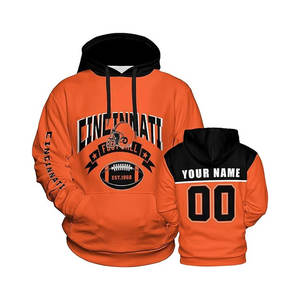 Sudadera con capucha de 100% algodón personalizada para hombres jóvenes, sudadera bordada con número de nombre personalizado, equipo deportivo sólido para fanáticos - Product Image 4