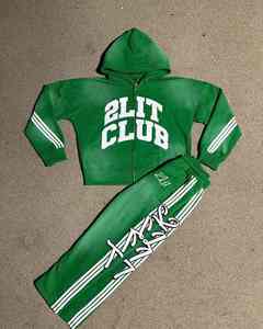 Chándal de lana de algodón lavado con enzimas, marca de serigrafía personalizada para deportes y moda - Product Image 2