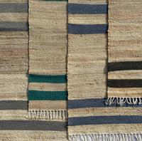Tapis traditionnel indien en jute à rayures Dhurrie tapis tissé à la main en coton naturel blanc tapis de prière à la main pour l'espace de la chambre d'hôtel