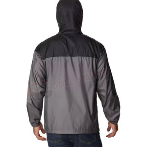 Veste coupe-vent bicolore pour homme avec fermeture éclair complète et capuche Veste coupe-vent pour homme - Product Image 4