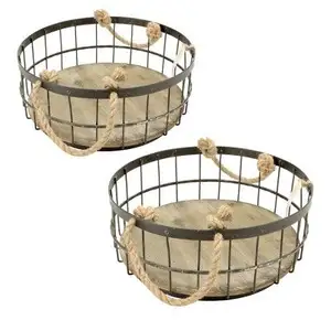 Set Of Two Rustic Baskets for Kitchen and Bathroom Storage Industrial Basket Wholesale Suppliers