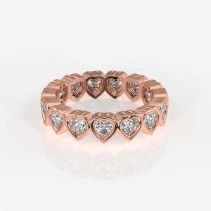 18K Gold Heart Cut Moissanite Diamond Eternity Band <b>Ring</b> - Product Image 3