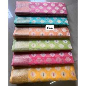 High on Demand Pure Raw Silk Saree with Hand Embroidered Blouse Piece and Festival Use Available <b>for</b> <b>Sale</b> - Product Image 2