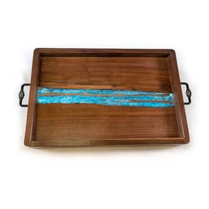 ถาดเสิร์ฟอาหารทำจากเรซิ่นและไม้พร้อมสติ๊กเกอร์ไม้ขัดเงาพิมพ์ลายถาดเสิร์ฟอาหารสำหรับโรงแรม - Product Image 5