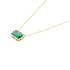 Joyería fina de oro personalizada, collar de cadena de piedra única esmeralda de piedras preciosas naturales para mujer, regalo de cumpleaños para ella - Product Image 3