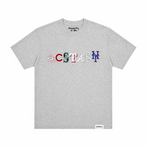 เสื้อยืดแขนสั้นสีเทาสำหรับผู้ชาย พิมพ์ลายตัวอักษร คอกลม สไตล์ลำลอง ผ้าฝ้าย 100% ทรงหลวม ไม่หดตัว - Product Image 1