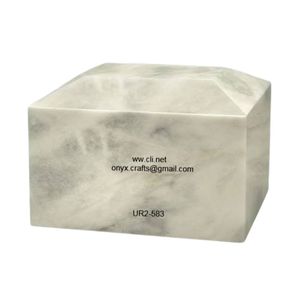 Urna de cremación con tapa cónica de mármol negro marrón oscuro hecha a mano para cenizas humanas Urnas de piedra conmemorativas funerarias tradicionales - Product Image 4