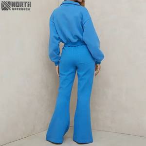 Survêtement d'hiver personnalisé pour hommes, sweat-shirt avec fermeture éclair, passepoil réfléchissant, pantalon de jogging, ensemble de vêtements de sport OEM, 100% coton, capuche respirant - Product Image 2