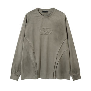 Graphic Double Layer Long Sleeve <b>T</b>-<b>Shirt</b> Oversized Men Fitted Vintage Double Layer Patchwork Acid Wash Cotton <b>T</b> <b>Shirts</b> - Product Image 1