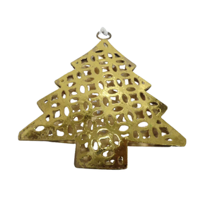 Decoración navideña hecha a mano de hierro X Mas Tree Gold Foil Adorno navideño colgante para decoración del hogar personalizado - Product Image 1