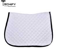 Tapis de selle matelassé bleu clair tout usage en polyester doublé polaire avec sangle de maintien pour l'équitation
