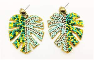 Pendientes colgantes hechos a mano con cuentas de 2024 para mujer, Pendientes colgantes de aro bohemios verdes, regalo de compromiso de boda, patrón Floral Funky - Product Image 6