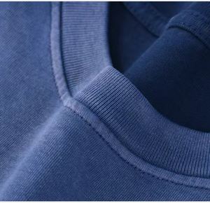 T-shirt en coton lavé à la pierre unisexe personnalisé Boxy Fit en chanvre privé graphique minéral acide doux pré-lavé T Shirt Tees Blue Color Slim - Product Image 4