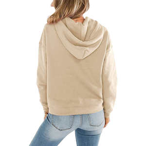 Sudaderas con capucha y sudaderas para mujer Vestido con capucha y dobladillo dividido de manga larga con bolsillo de canguro Sudaderas con capucha de punto impresas para mujer - Product Image 3