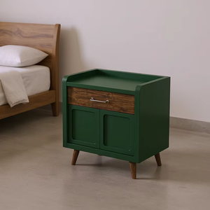 Mesita de noche hecha en Indonesia de madera maciza de diseño minimalista para muebles para el hogar, muebles de dormitorio - Product Image 1