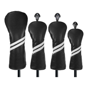 Ensemble de couvre-chefs de golf en cuir PU noir blanc de qualité supérieure avec fermeture magnétique étanche et protection solaire pour conducteur/clubs en bois - Product Image 4