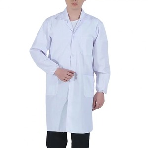 Uniformes médicos blancos Unisex Lab Overall Enfermera Doctor Ropa de trabajo profesional Camisa de trabajo con botones de manga larga corta de longitud media - Product Image 6