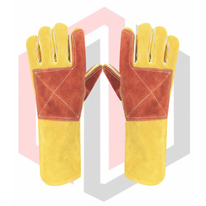 Guantes de Soldadura TIG de Piel de Cabra Marrón Amarilla Premium de 7 oz, Antivibración, Resistentes al Desgarro, Comodidad y Durabilidad Superiores - Product Image 4