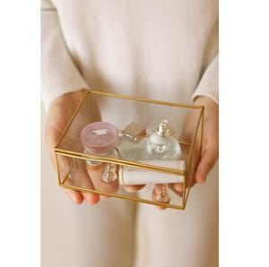 แก้วทองเหลืองสีทองหรูหราทำด้วยมือหรูหรากล่องจัดระเบียบเครื่องประดับรูปทรงสี่เหลี่ยมเป็นมิตรกับสิ่งแวดล้อมของขวัญวันเกิดสำหรับเครื่องประดับช็อคโกแลต - Product Image 5