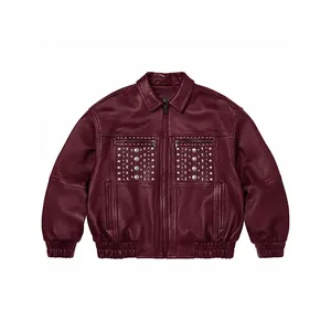 Wholesale Rays Creations Genuine Multi Stud Black Leather Breathable <b>Biker</b> <b>Jacket</b> for Men Autumn Tanned Processing - Product Image 1