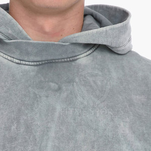 Sweats à capuche respirants à séchage rapide délavés à l'acide avec logo d'impression personnalisé Sweats à capuche délavés à l'acide de haute qualité pour hommes - Product Image 4