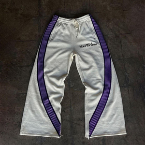 Pantalon de survêtement évasé de haute qualité imprimé vintage pantalons de survêtement évasés lavés à l'acide - Product Image 4