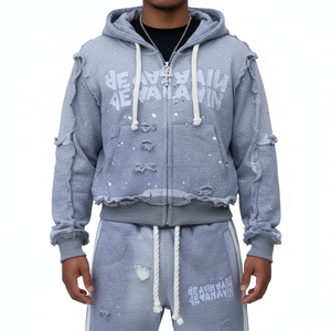 Ensemble sweat à capuche et jogging unisexe délavé à l'acide – Style urbain moderne et technologique - Product Image 4