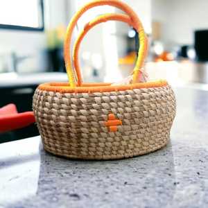 Venta de fábrica, cesta de hierba Sabai Natural ecológica hecha a mano con asa, cesta de mimbre tejida a mano para cesta de almacenamiento de regalo - Product Image 5