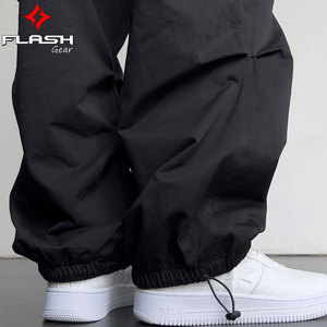 กางเกงคาร์โก้ผู้ชายสีทึบเอวยางยืดกางเกงขากว้างกางเกงลำลองทันสมัยทันสมัยสำหรับฤดูใบไม้ผลิและฤดูร้อน - Product Image 6