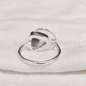 Bague pour femme en pierre brute, diamant Herkimer naturel, forme croissant de lune, en argent sterling 925, idéale pour Noël - Product Image 5
