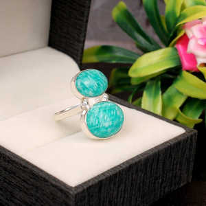 Anillo de diseño de plata esterlina 92,5 de alta calidad al por mayor amazonita natural turquesa piedra preciosa 8mm Altura azul amatista verde VVS IGI - Product Image 6