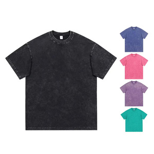 T-shirts en coton délavé à l'acide en gros 2026, surdimensionnés, vierges, logo imprimé personnalisé, 200 GSM, épaules tombantes, col rond - Product Image 1