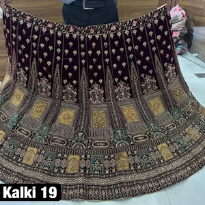 Rajwadi Maroon Velvet Lehenga Heavy Jarkan Cut Paste Bordado Doble Can Fit Long Choli 1,2 M 2,5 M Dupatta para Party Rani - Product Image 5