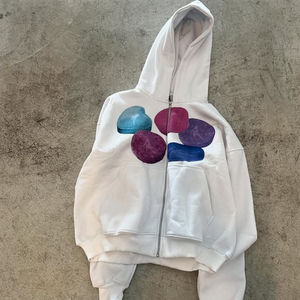 Sweat à capuche unisexe en molleton 100 % coton peigné, coupe courte, avec fermeture éclair, impression numérique effet craquelé, streetwear haut de gamme entièrement personnalisable - Product Image 5
