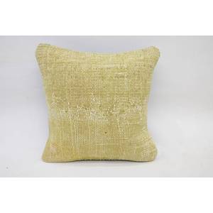 Coussin décoratif de luxe tissé par oreiller Kantha en laine beige à rayures subtiles de 14x14 pouces avec motif vintage pour l'utilisation du sol de la literie - Product Image 1