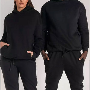 Conjunto de pantalones de dos piezas deportivos de lana de invierno unisex, trajes de jogging de patrón sólido, chándales al por mayor para hombres y mujeres - Product Image 4
