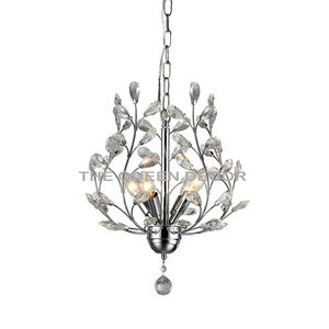 Style fantaisie fer métal forme Unique finition argent Design feuillu lustre décoratif lampe effet d'éclairage élevé - Product Image 1