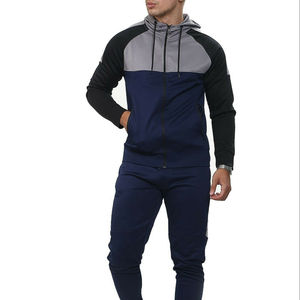 Pull-over à capuche avec logo personnalisé pour hommes, survêtement de jogging à fermeture éclair, ensemble de 2 pièces pour l'entraînement sportif en salle de sport, vêtements de sport en polaire d'hiver de grande taille - Product Image 1