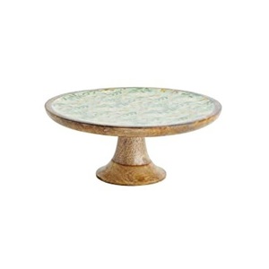 Soporte de pastel de madera con diseño de hoja esmaltada con esmalte brillante para hotel y hogar a bajo costo soporte de pastel de madera redondo moderno - Product Image 6