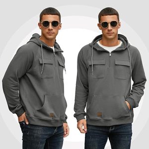 Sudadera con capucha y cremallera informal para hombre, sudadera personalizada para jóvenes para gimnasio, sudaderas atléticas de invierno de talla grande transpirable - Product Image 1