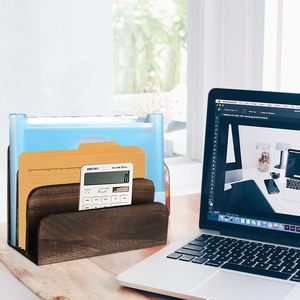 Soporte de archivos para escritorio, organizador de papel de madera, organizador de escritorio rústico, clasificador de correo para escritorio para mostrador, organizador de cartas - Product Image 6