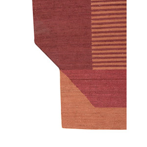 พรมลายทางด้ายถักแบบแบนจากปอกระเจาและป่าน สีแดงและสีส้ม สำหรับใช้ในบ้าน รุ่น Pdjt-392 - Product Image 4