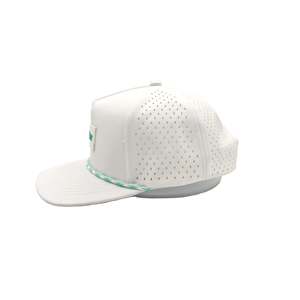Casquette de golf 5 panneaux pour homme avec logo personnalisé en PVC caoutchouc, perforations découpées au laser, imperméable, avec corde, casquette snapback de golf pour homme - Product Image 5