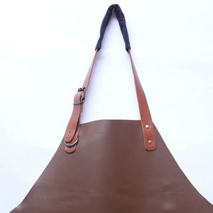 Hot Selling Eco-friendly Full Length Professional Leather Bib Red Sleeveless <b>Apron</b> with Durable Pocket <b>Waterproof</b> Oil Proof - Product Image 4