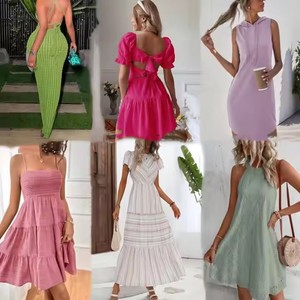 批发女式休闲连衣裙 2025 夏季时尚花卉印花宽松中长连衣裙 - Product Image 6