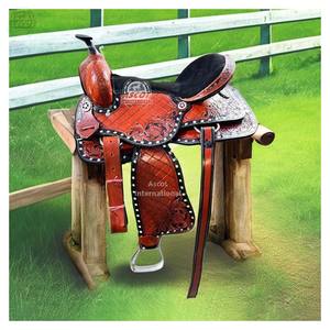 Vente en gros de selle de créateur en cuir véritable pour l'équitation couleur marron noir fabricant indien de dessus - Product Image 1