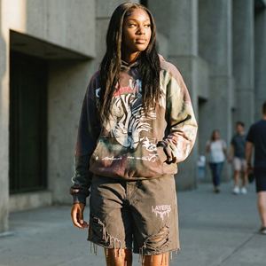 Shorts Bermuda personnalisés pour femmes, taille haute, braguette boutonnée, strass, streetwear hip-hop, baggy, déchirés, sport, fabricant - Product Image 5