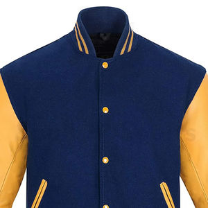 Patchs brodés en chenille OEM Jaket Veste polyvalente à manches en cuir personnalisée Bomber universitaire Letterman Veste de baseball pour hommes - Product Image 3