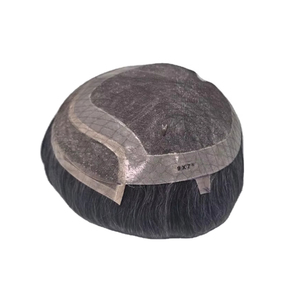 วิกผมผู้ชายแบบผูกเชือกด้านหน้า ทำจากผมแท้ชนิดอินเดียเรมี่ ยี่ห้อ Taz Hair จากบังกลาเทศ แบบลอนลึก  แบบเส้นเดี่ยว  ผสมผมสีเทา 50% - Product Image 2